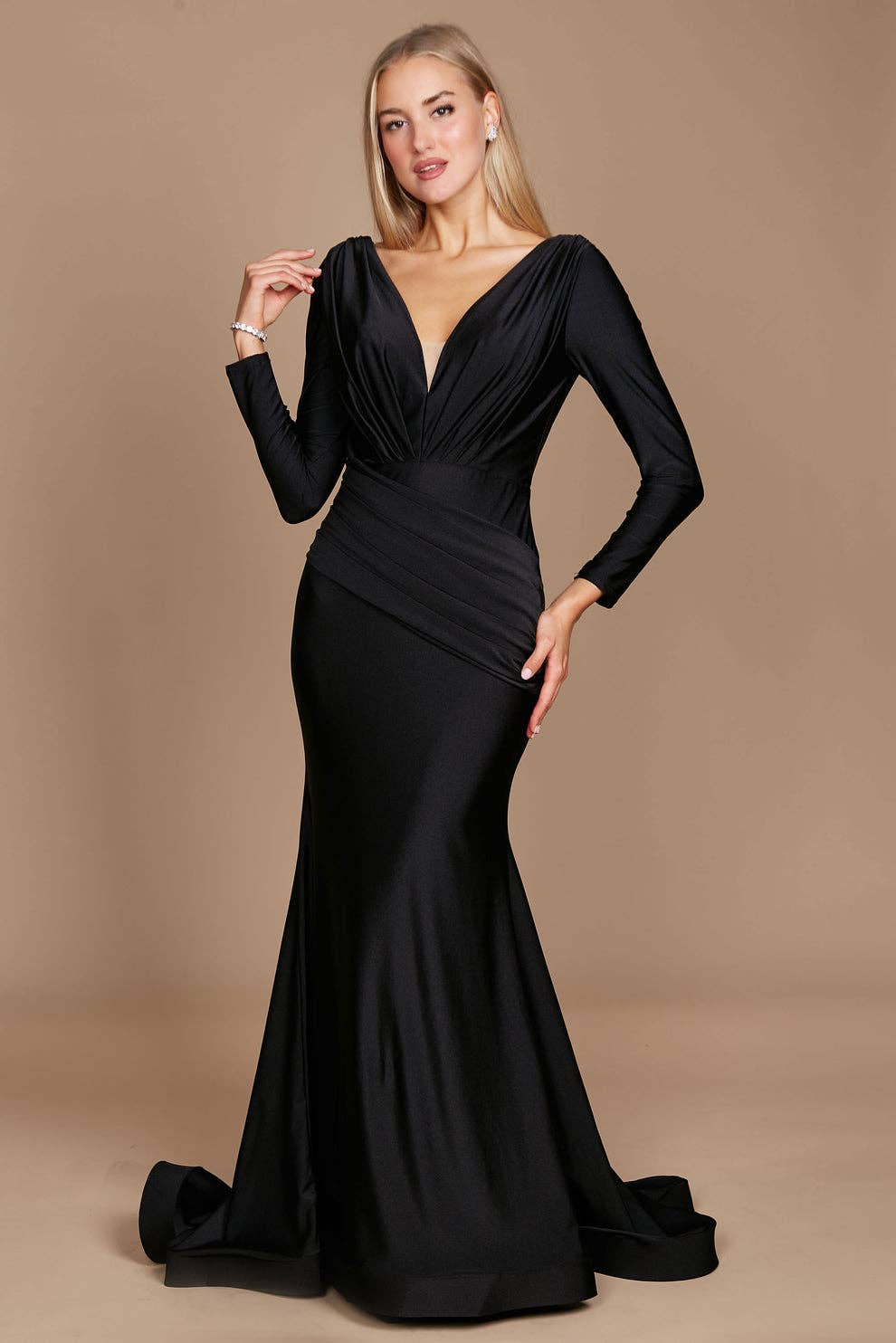 Kos Couture - Long Sleeve Formal Evening Dress  : Royal / 14