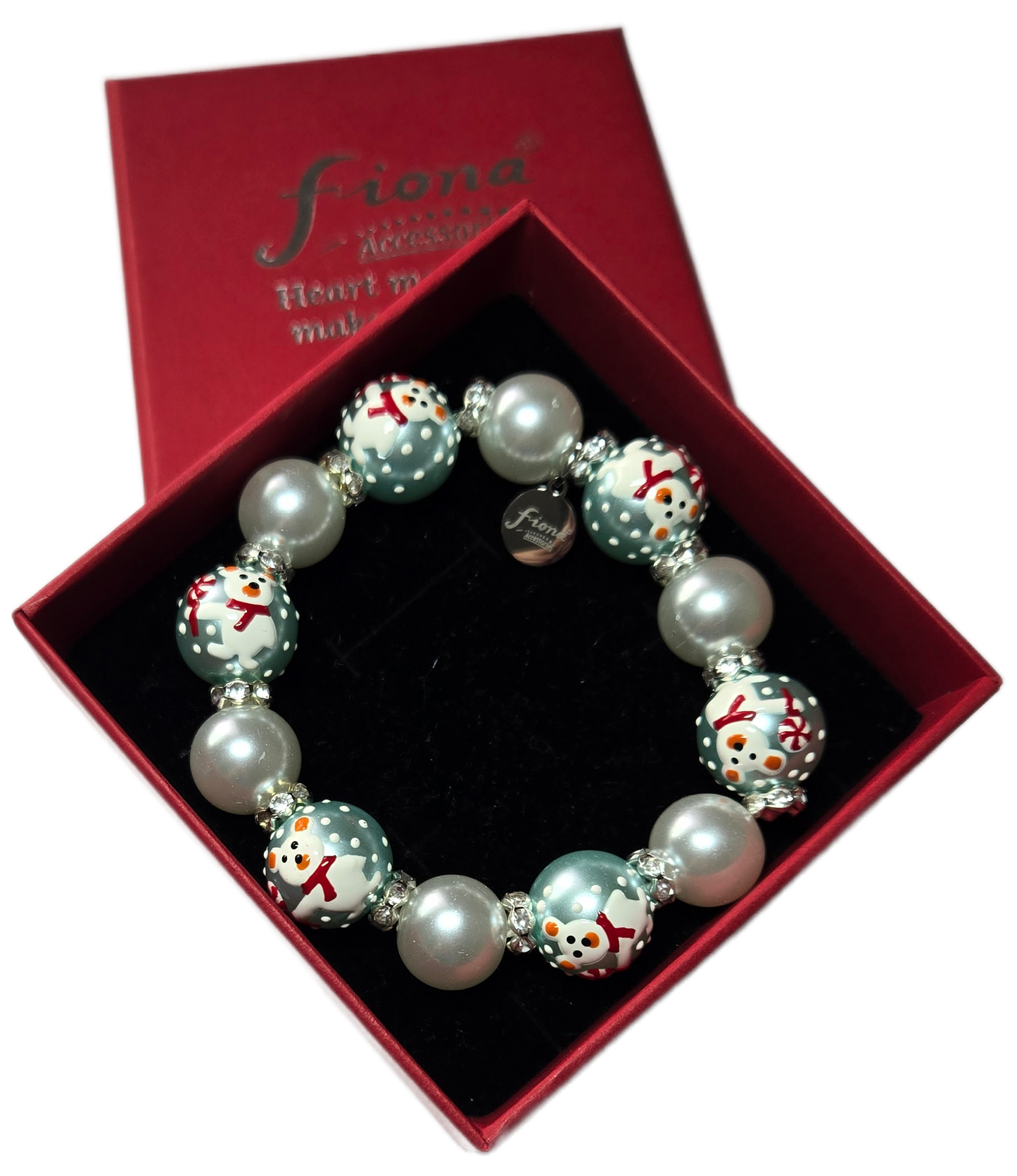 Fiona Accessories - Christmas Beaded Stretch Bracelet Holiday Gifts: Red Nutcracker