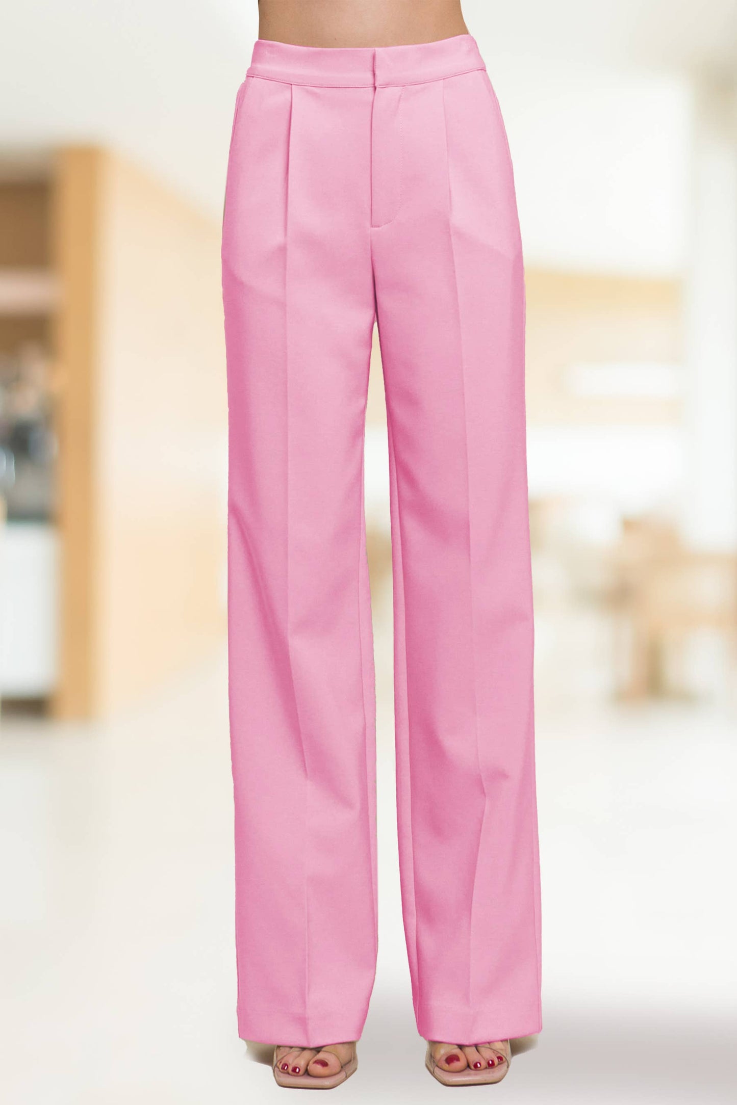 42POPS - ",...SI-25289 Regular-Fit Dress Pants w/ Elastic Back: Black-159548 / L