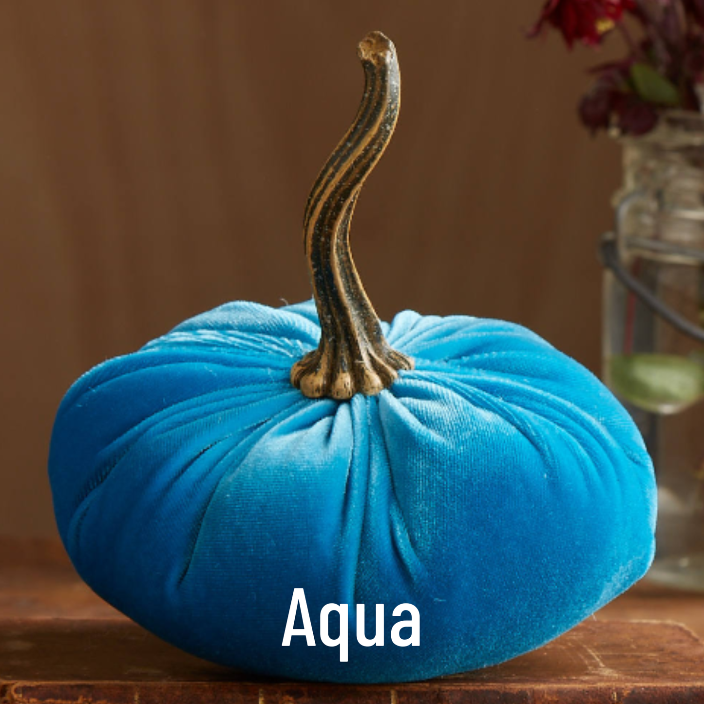 Your Heart's Content - Pumpkin Large Velvet, Fall Decor, Shelf Sitter, Tablescape: Gold