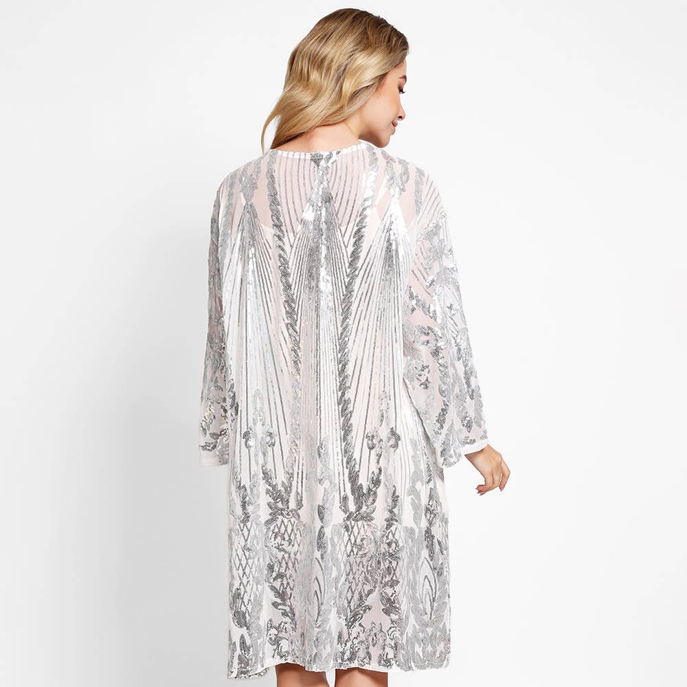 Sensibling Corp. - Sequin Cover Up Kimono Poncho: Black