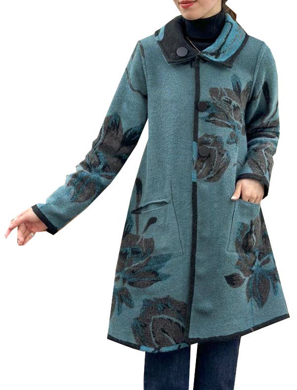 Winding River - Blue / Black Reversible Coat – Lotus Collection: L