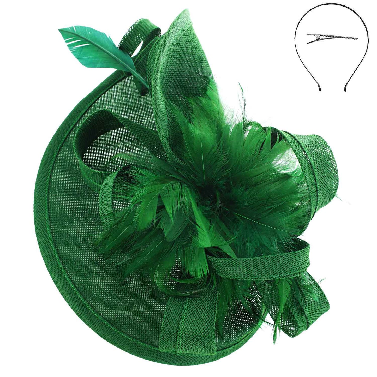 SP Sophia Collection - Fabric Mesh Feather Loop Fascinator: Fuchsia