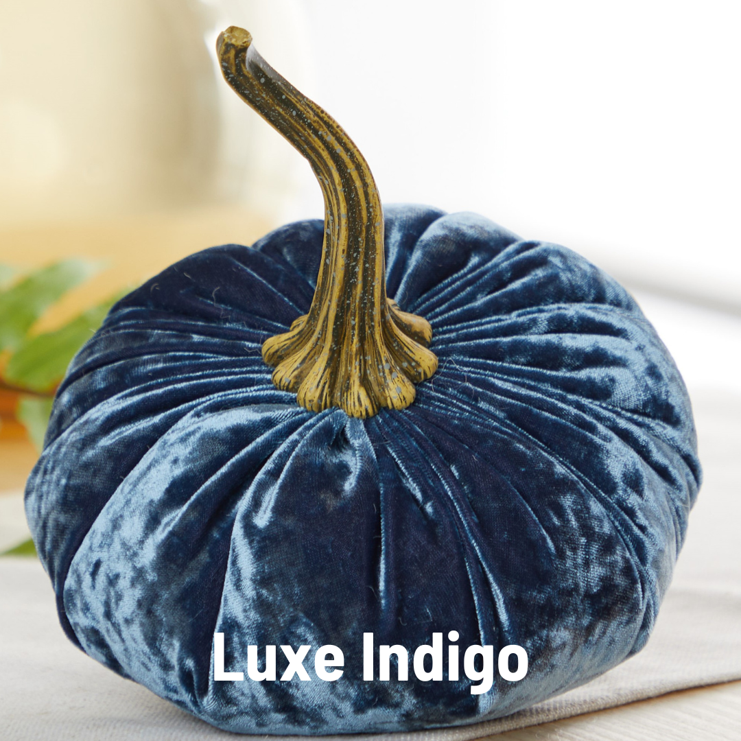 Your Heart's Content - Pumpkin Large Velvet, Fall Decor, Shelf Sitter, Tablescape: Gold