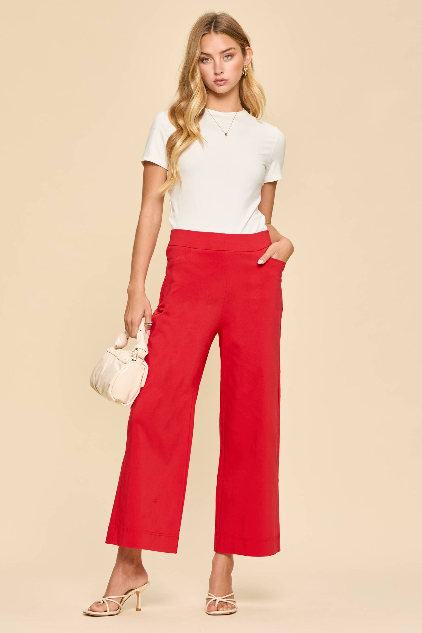Dear Scarlett - Everyday Only Pair Wide Leg Pants: OFF WHITE