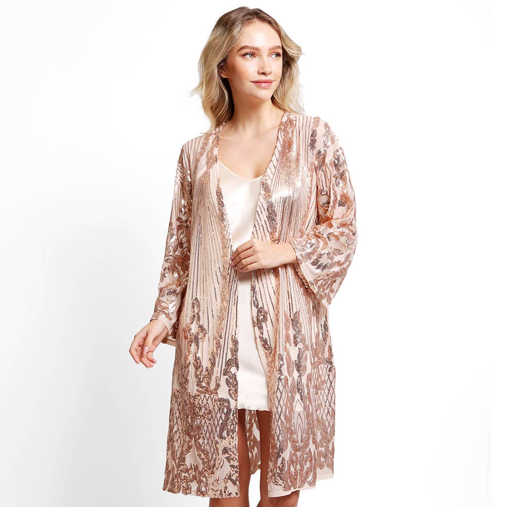 Sensibling Corp. - Sequin Cover Up Kimono Poncho: Black