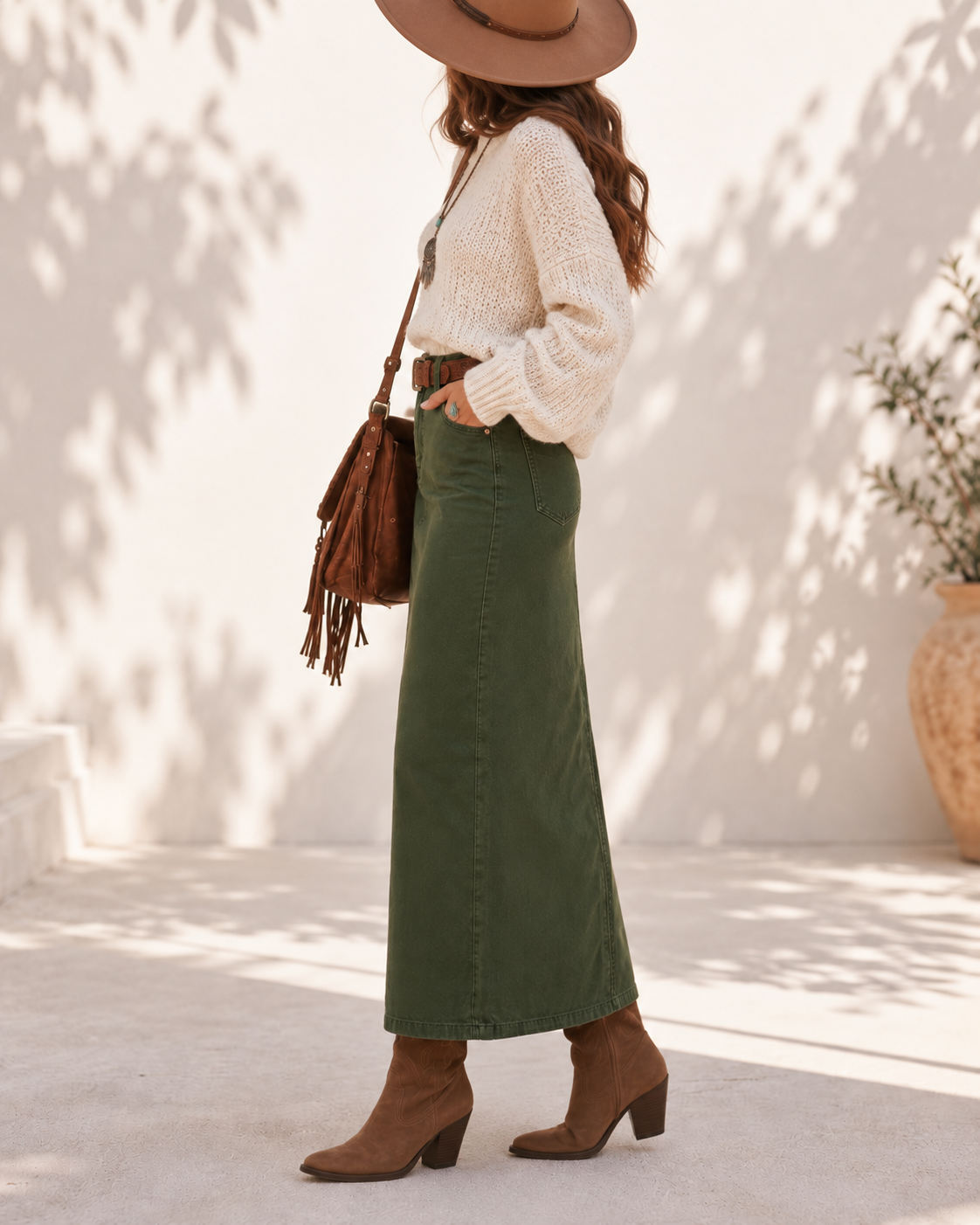 LaughTail Tees - High-Waisted Modest Straight Denim Maxi Skirt: Navy / XL/42