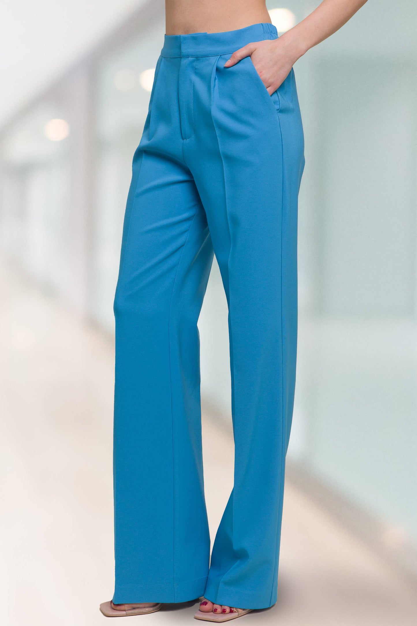 42POPS - ",...SI-25289 Regular-Fit Dress Pants w/ Elastic Back: Black-159548 / M