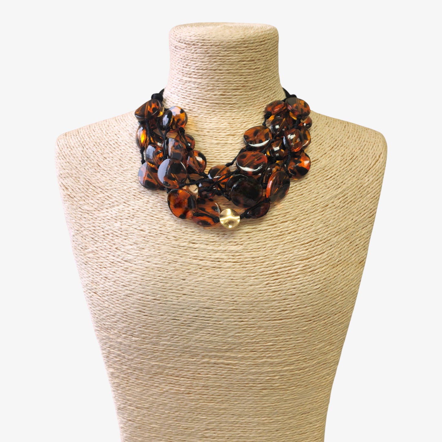 Bijoux Envie Statement Jewelry - Chunky Tortoise Shell Necklace | Handmade Statement Jewelry