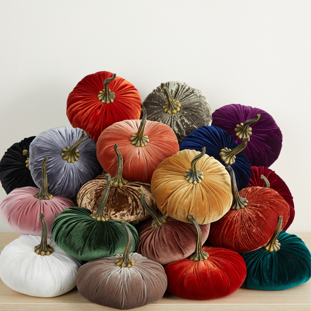 Your Heart's Content - Pumpkin Extra Large Velvet,  Fall Accent Decor, Centerpiece: Burgundy