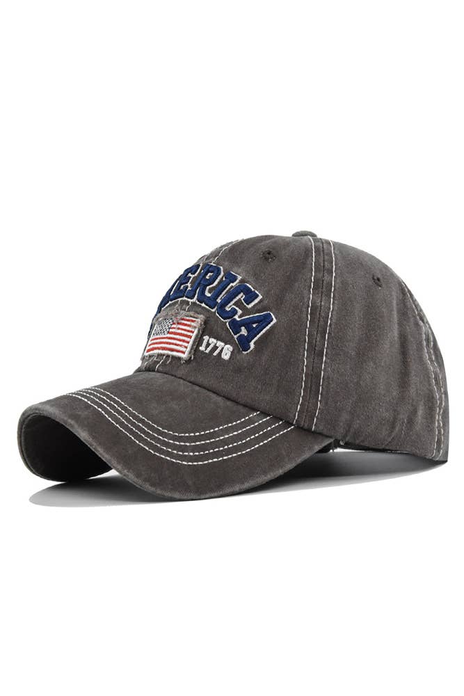 UNISHE - America Flag Embroidered Baseball Cap DXCB327: Navy / One Size
