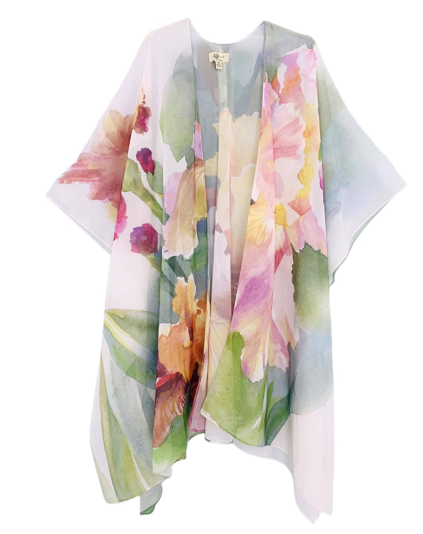 JC Sunny Fashion - JC070961 Blooming Orchid Watercolor Kimono Cover-Up