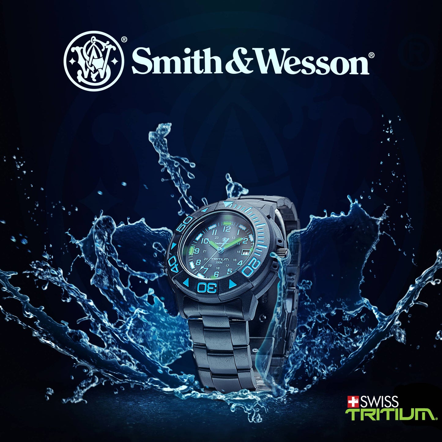 CALIBER GOURMET / CAMPCO - Smith & Wesson Diver Tritium Watch: BLACK
