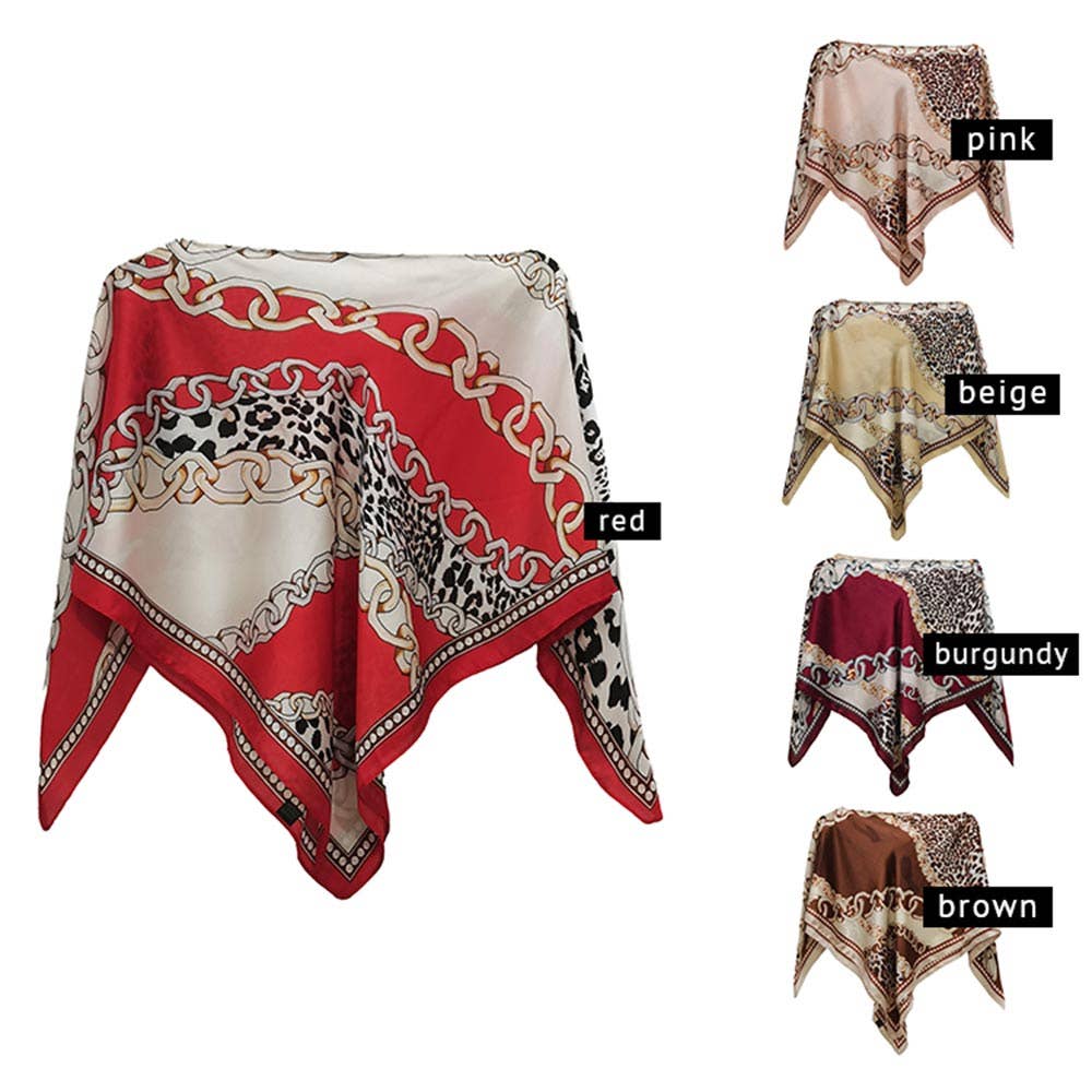 Sensibling Corp. - Leopard Chain Print Scarf Poncho: Pink
