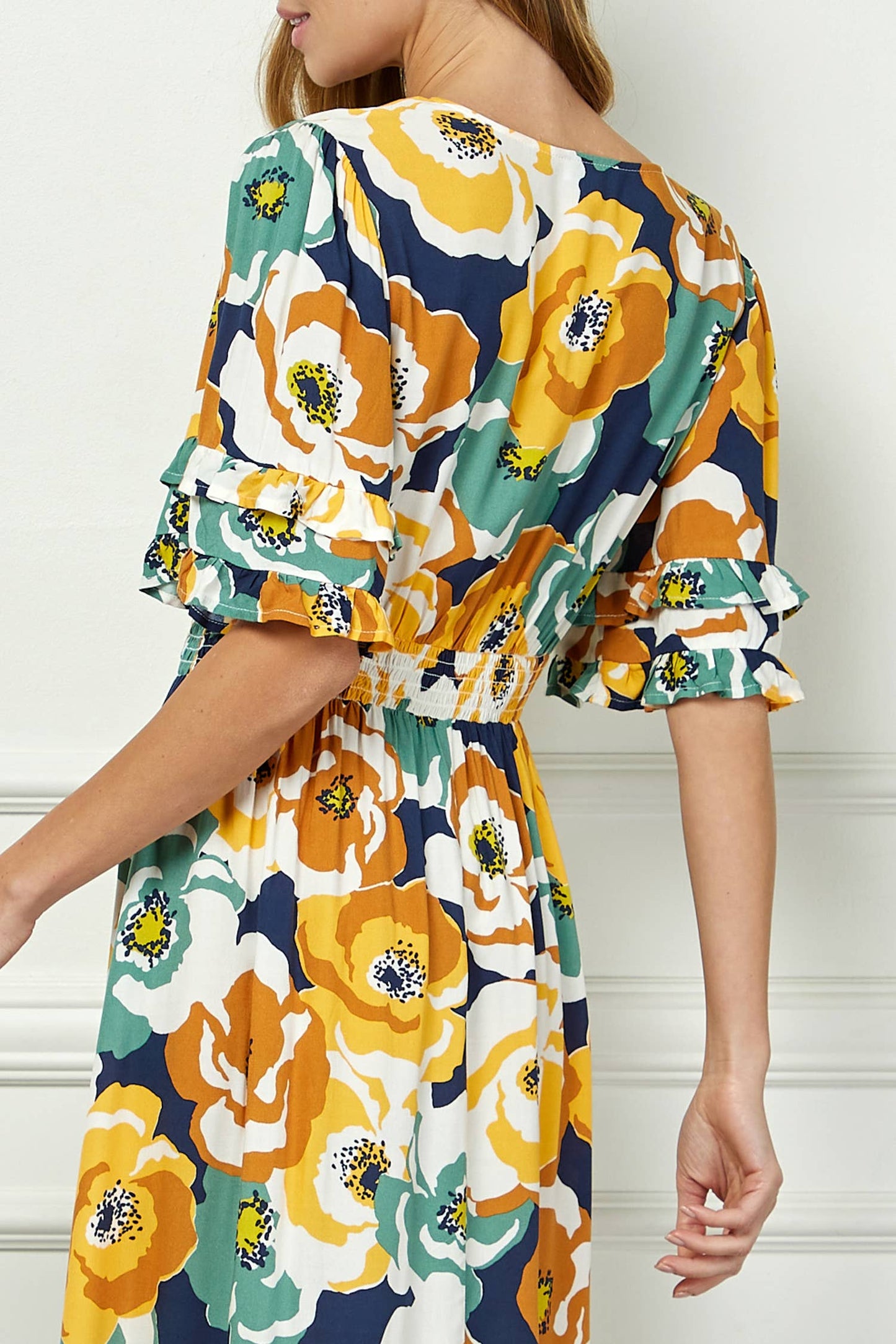 Winslow Collection - ELEGANT KIMONO INSPIRED SURPLICE DRESS  : BKCRM / M