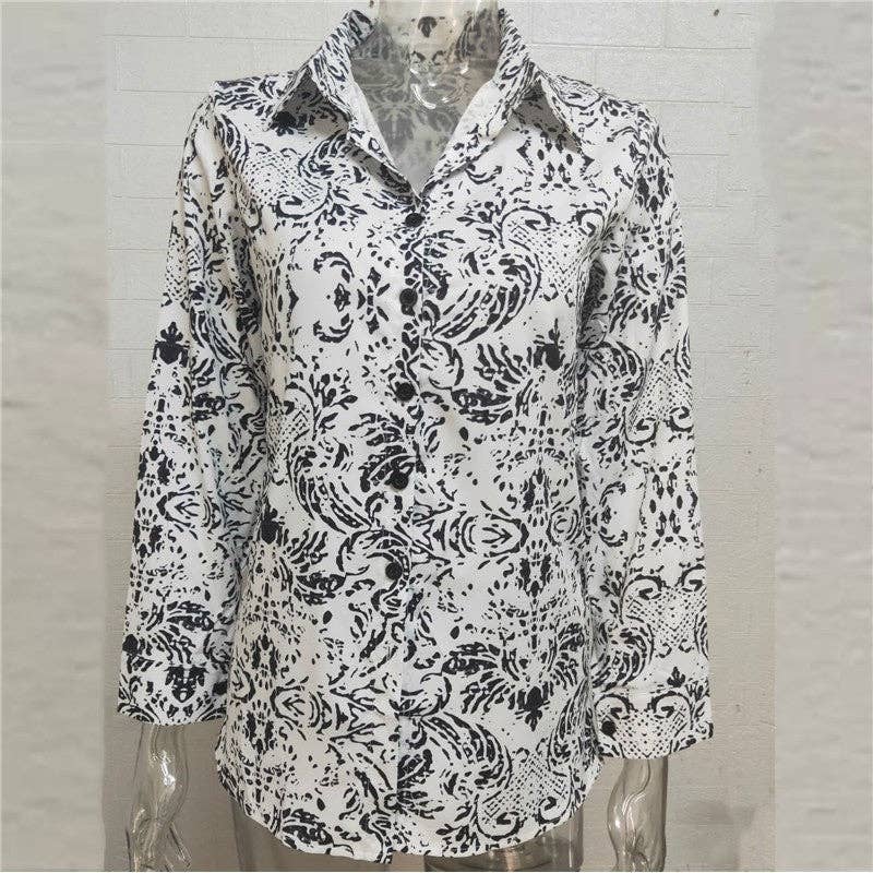 UZ Wholesale Store - Women's Casual Long Sleeve Shirt Blouse: 3269 / M