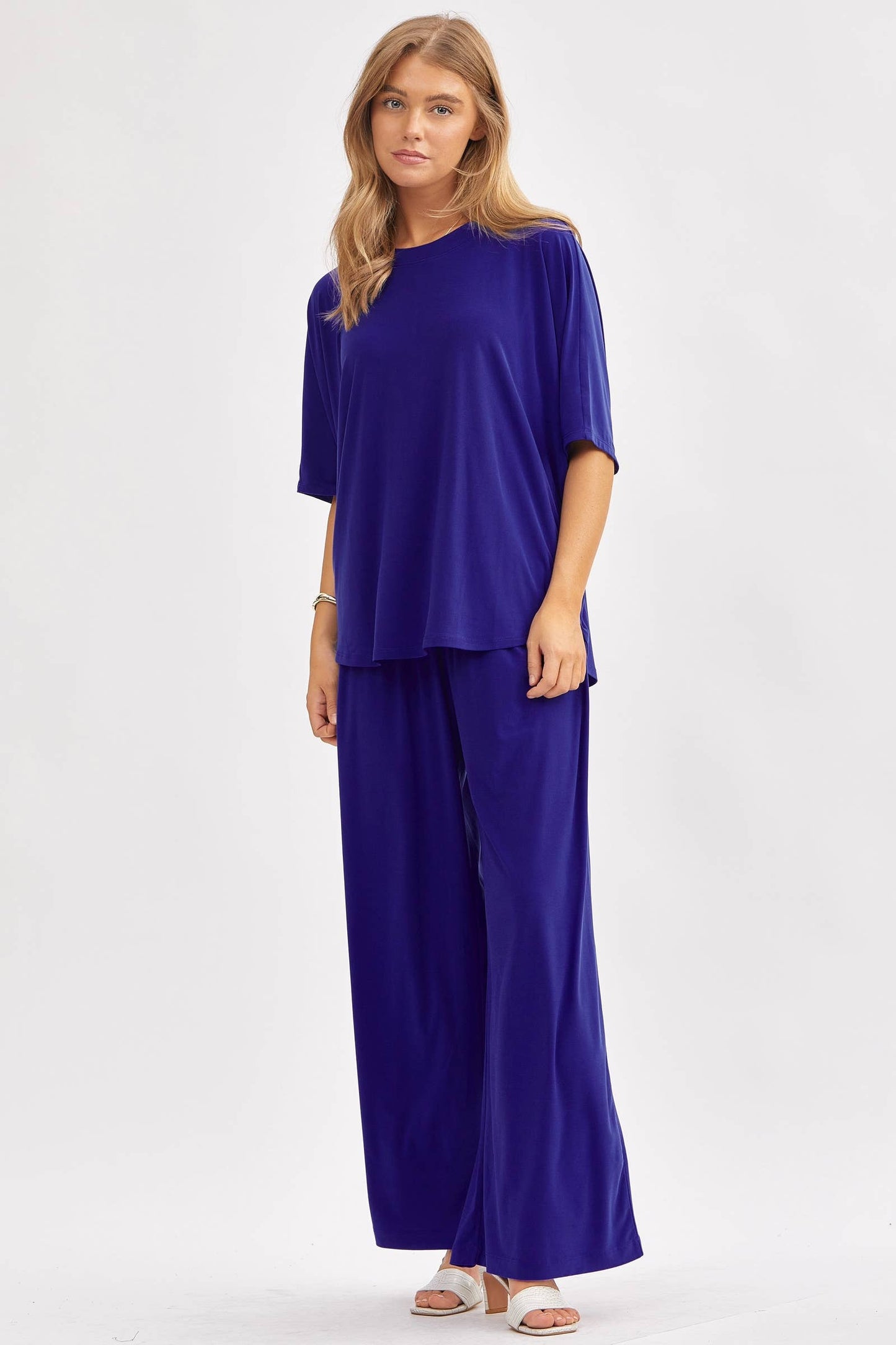Dear Scarlett - Flowy Top + Wide Leg Set TRVSET-COASTAL: Fuchsia / M
