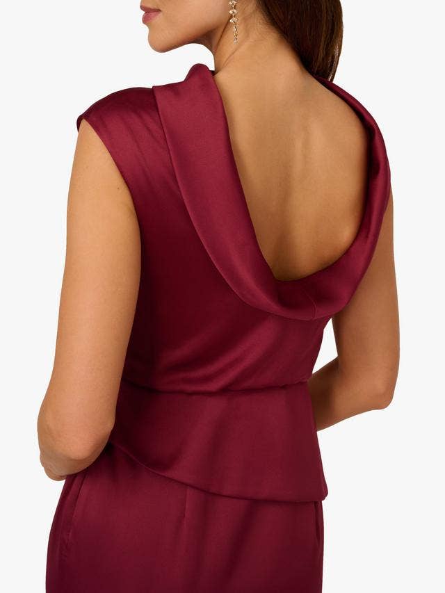 Immediate Apparel - High Neck Sleeveless Satin Evening Gown by Adrianna Papell AP1E212258: Crimson Haze / 8