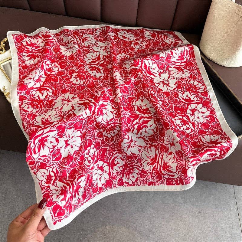 UZ Wholesale Store - Fashion Print Square Scarf: BLACK