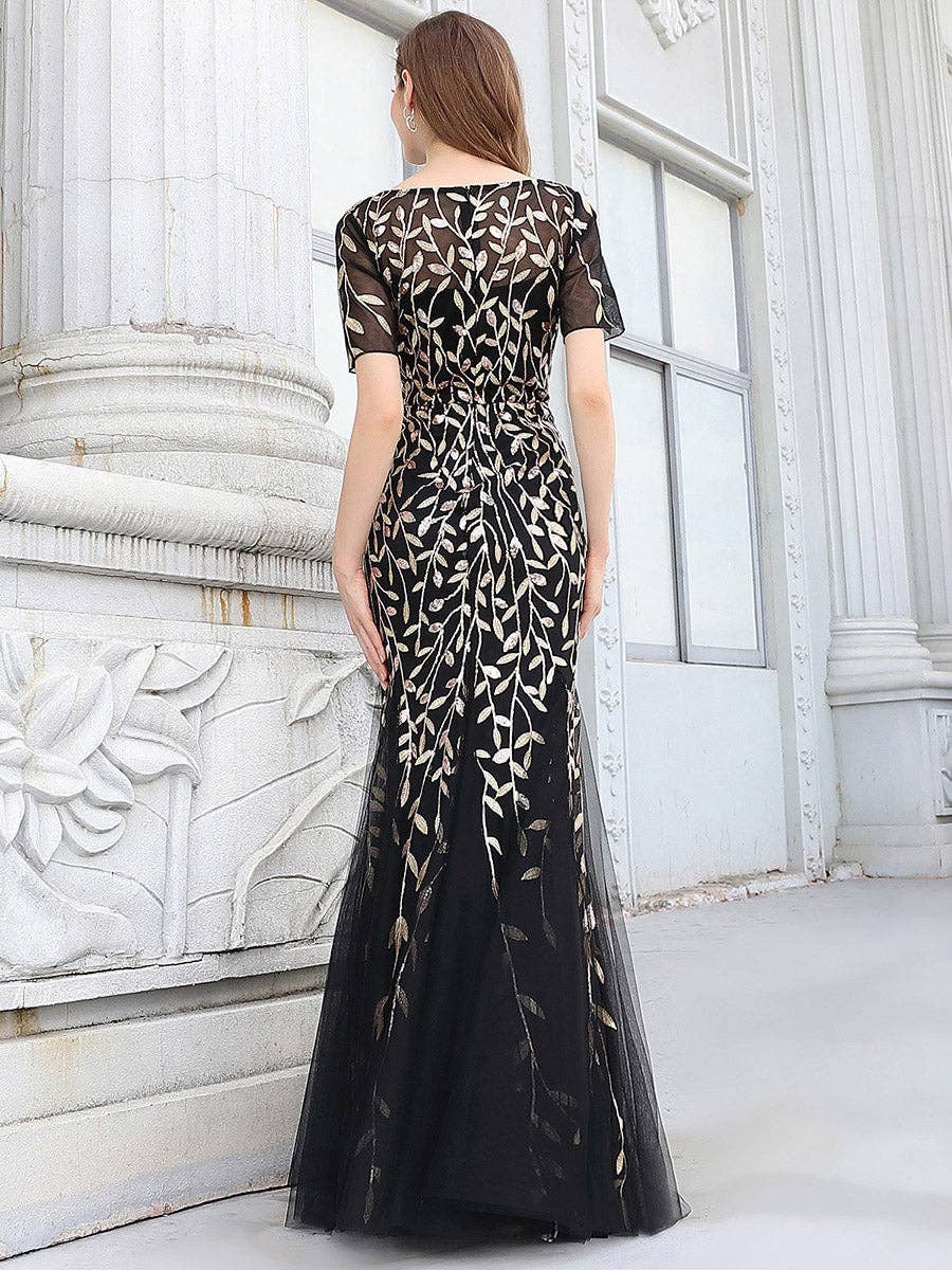 Ever-Pretty - Sequin Shiny Fishtail Tulle Dresses for Party: Dusty Navy / 14