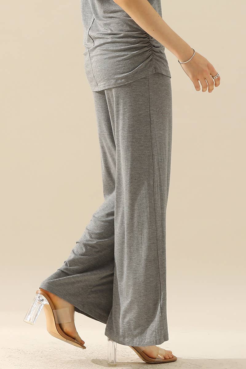 NINEXIS - CWBLP410-P_PLUS SIZE HIGH WAIST WIDE LEG PALAZZO LOOSE PANTS: BLACK / (3X) 1