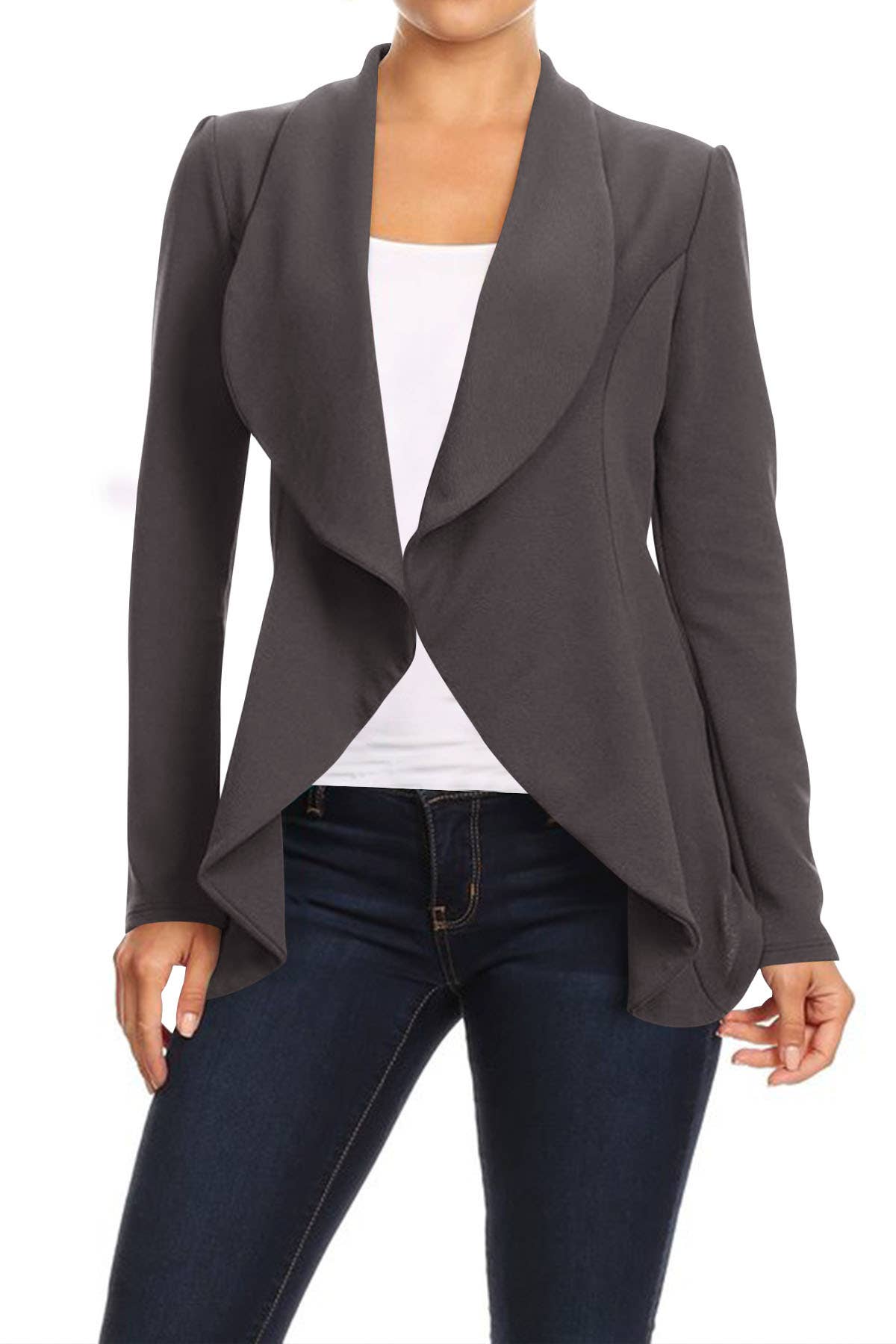 MOA COLLECTION - Women's Casual Office Work Basic Blazer Jacket S-3XL: Burgundy / Large