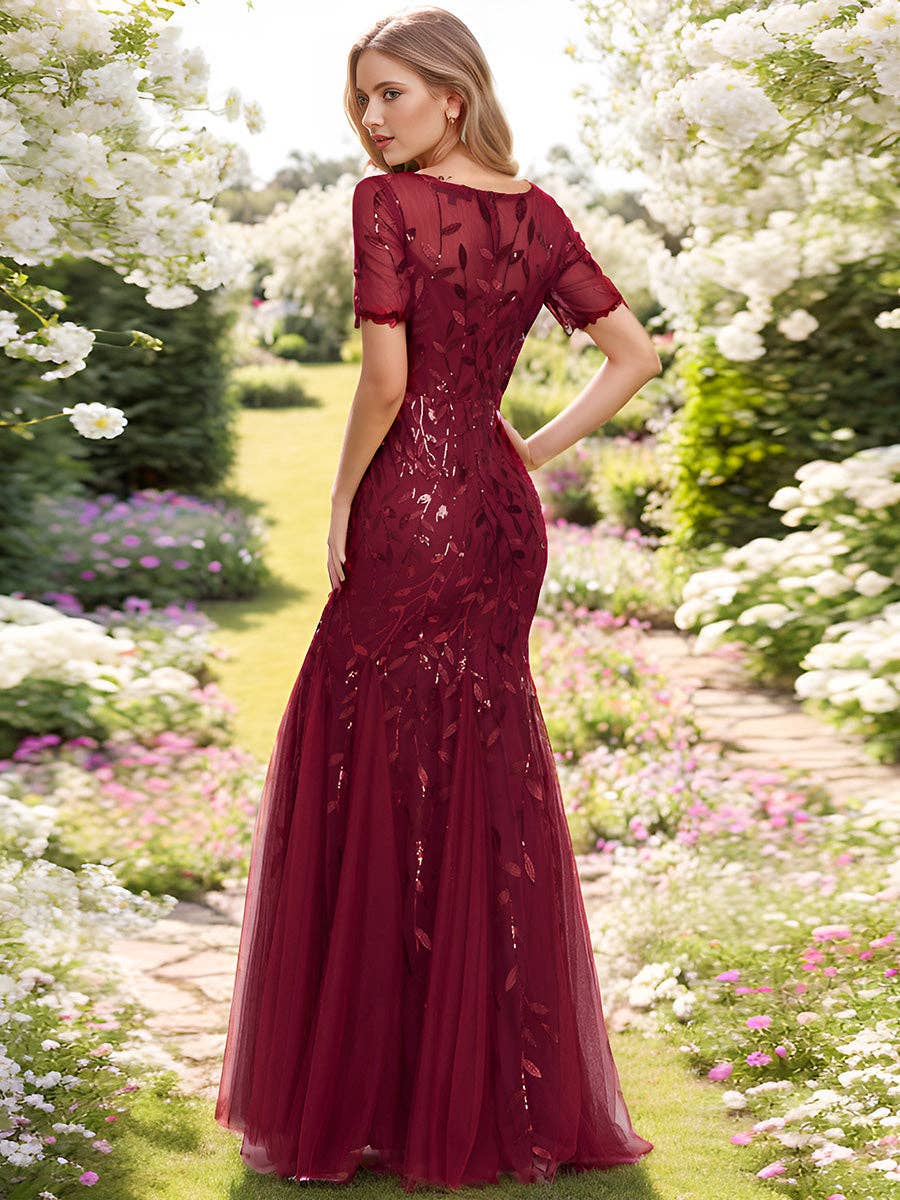 Ever-Pretty - Sequin Shiny Fishtail Tulle Dresses for Party: Dusty Navy / 14