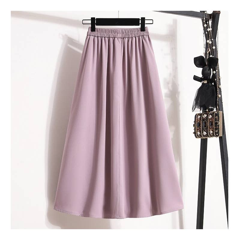 UZ Wholesale Store - High Waist Elastic Midi Skirt: BLACK / M