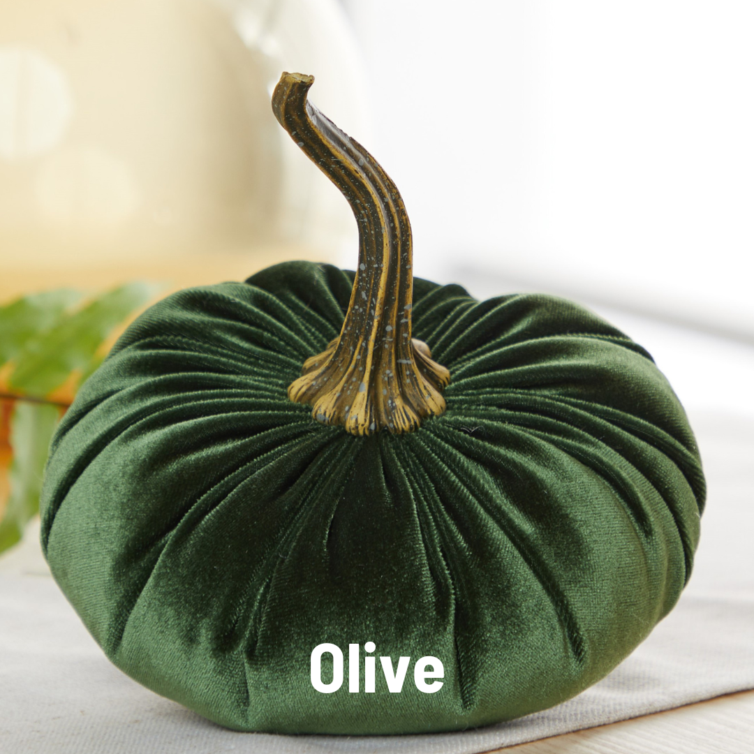 Your Heart's Content - Pumpkin Large Velvet, Fall Decor, Shelf Sitter, Tablescape: Gold