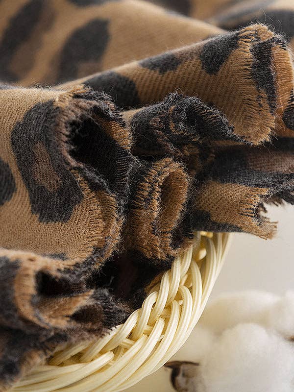 UZ Wholesale Store - Fringed Leopard Shawl&Scarf: LEOPARD / One_size
