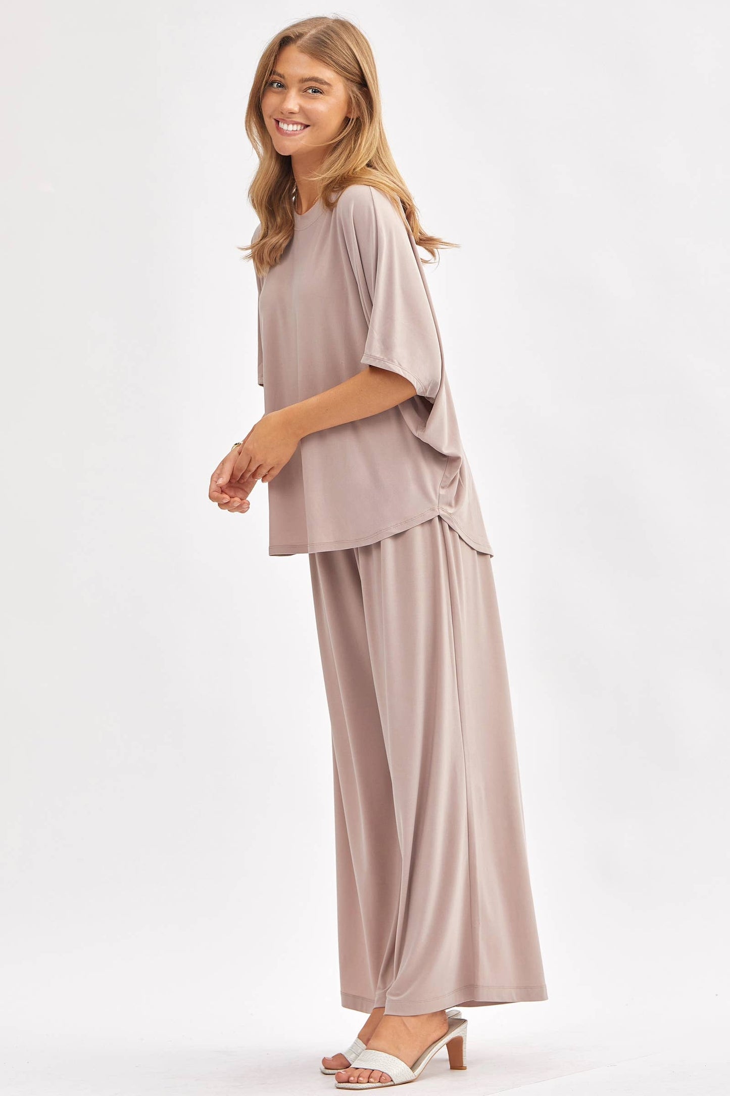 Dear Scarlett - Flowy Top + Wide Leg Set TRVSET-COASTAL: Fuchsia / M