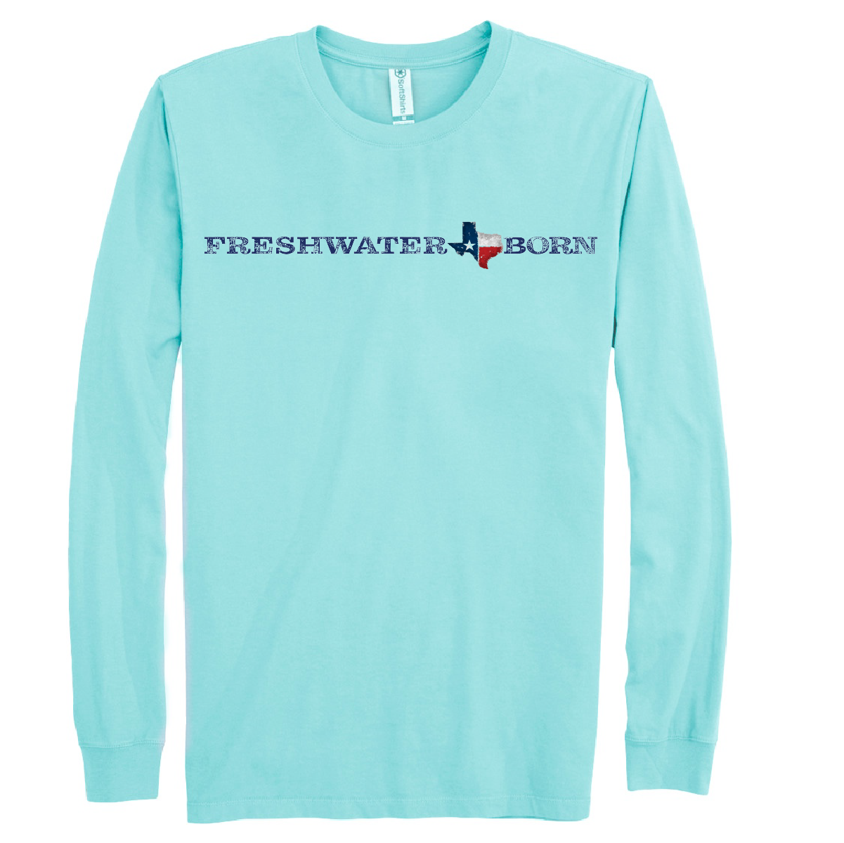Texas Freshwater Born Linear Logo Men's Cotton Long Sleeve Shirt