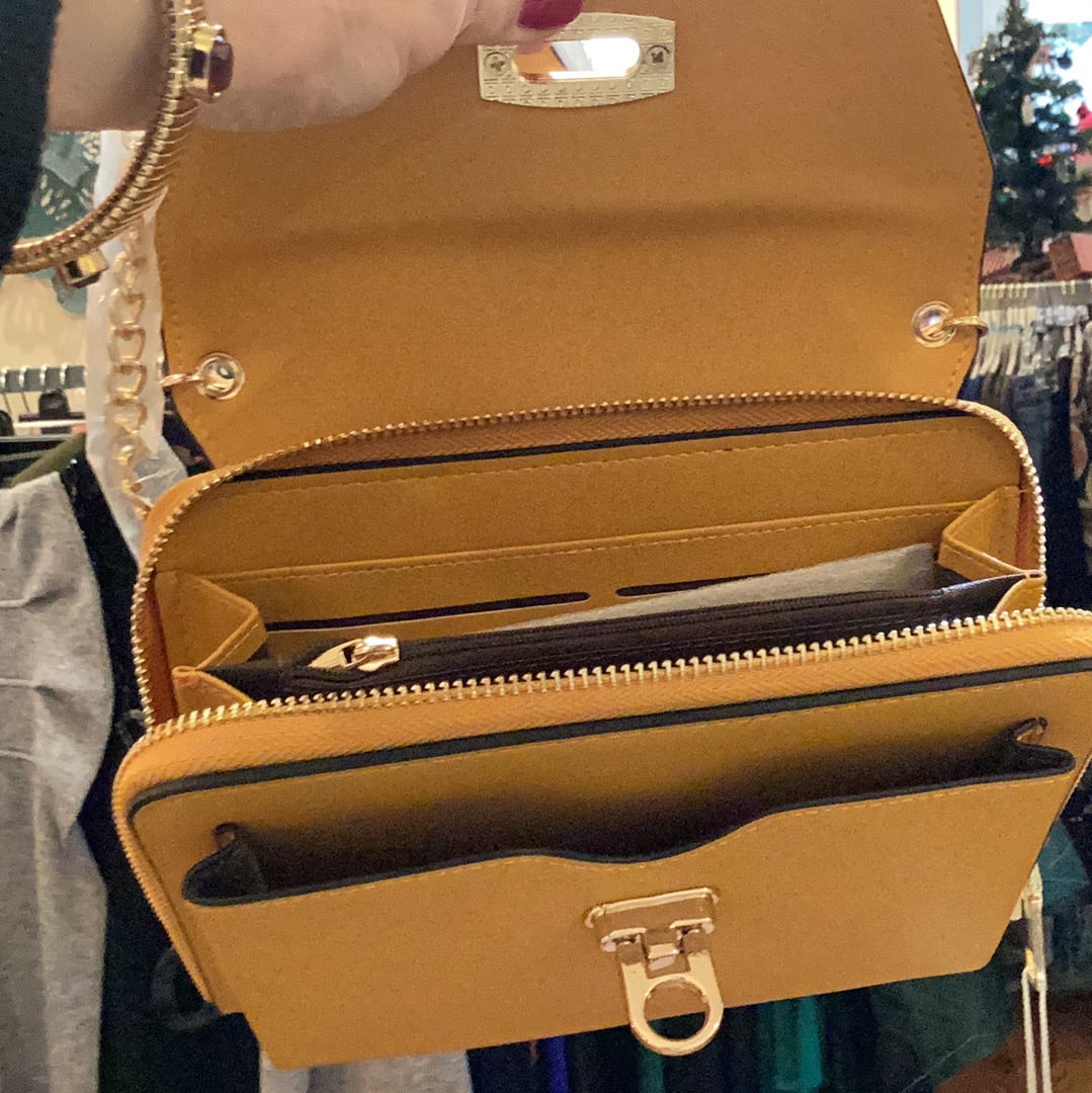 Isabelle Vegan Crossbody/Clutch w/ Top Zip & Lock Closure