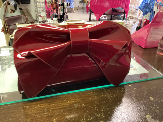 Ruby Bow Paton Leather Dress Handbag/Clutch