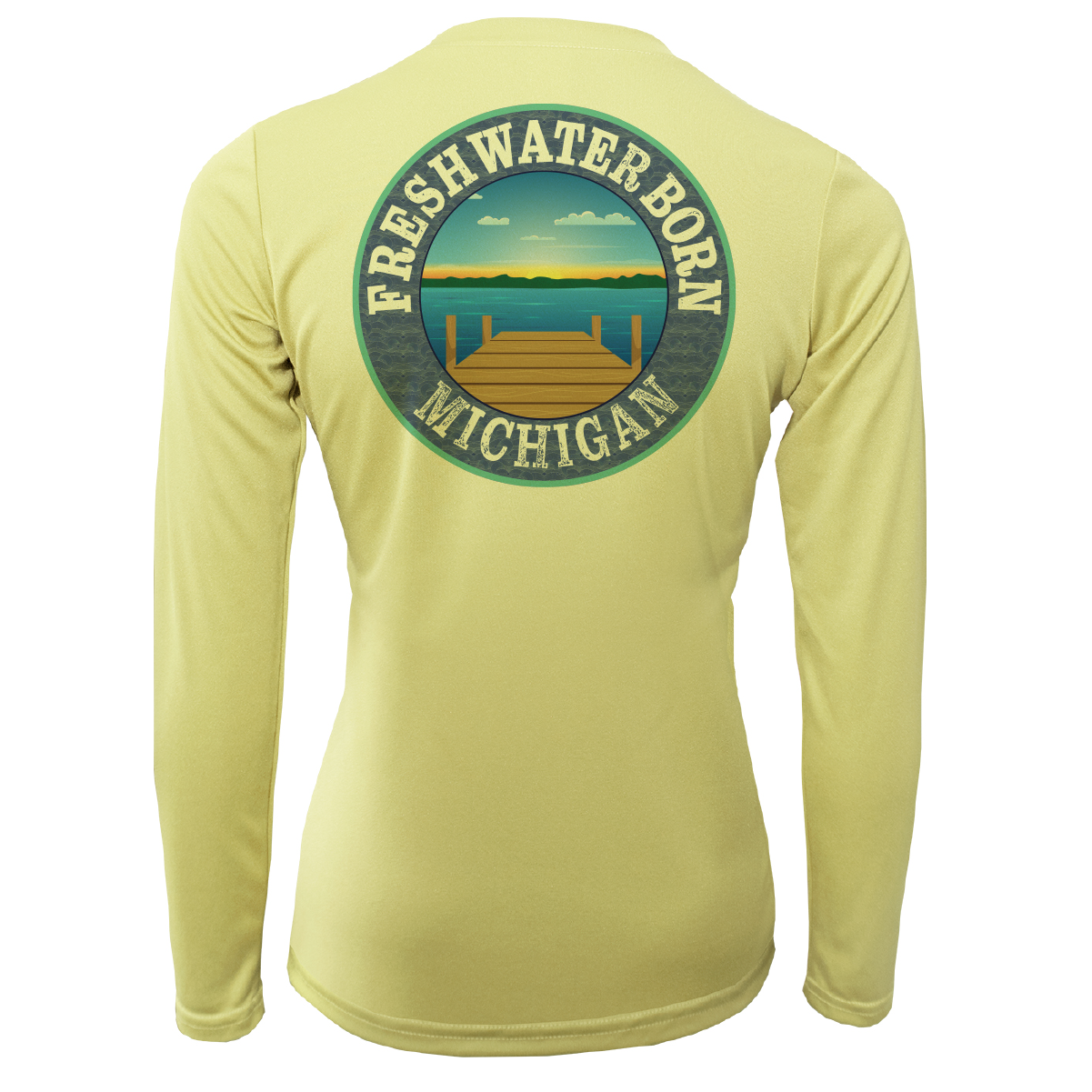 Michigan Freshwater Born Linear Logo Women's Long Sleeve UPF 50+ Dry-Fit Shirt