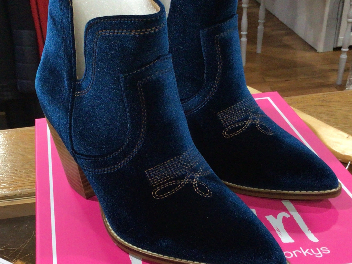 Hey Girl by Corky’s Smoke Show-Teal Velvet Boots.