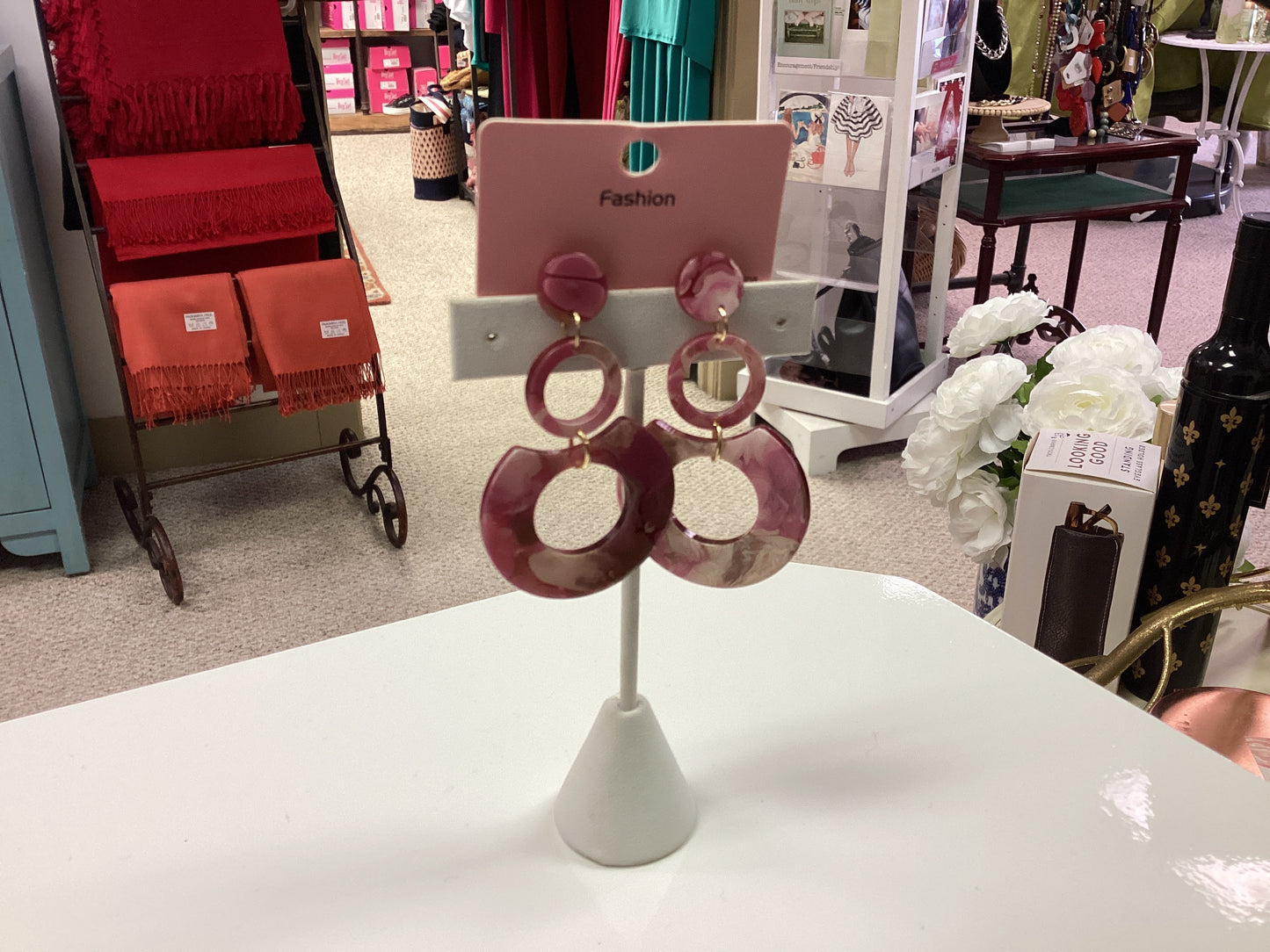 Mary Lou’s Acrylic Dangle Earrings Pink