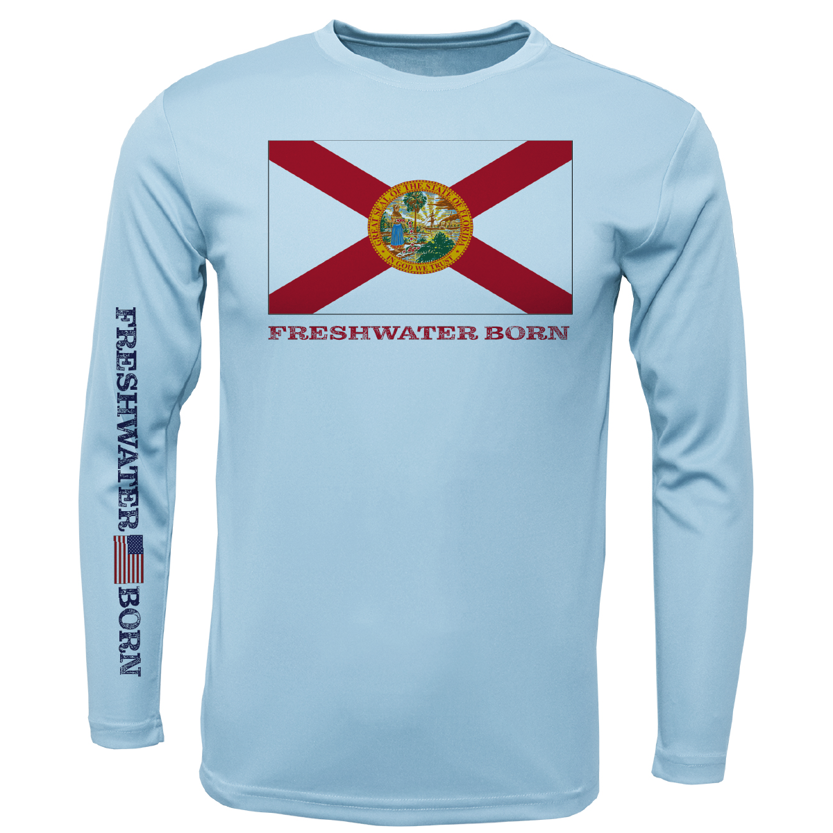 Florida Flag Freshwater Born Girl's Long Sleeve UPF 50+ Dry-Fit Shirt