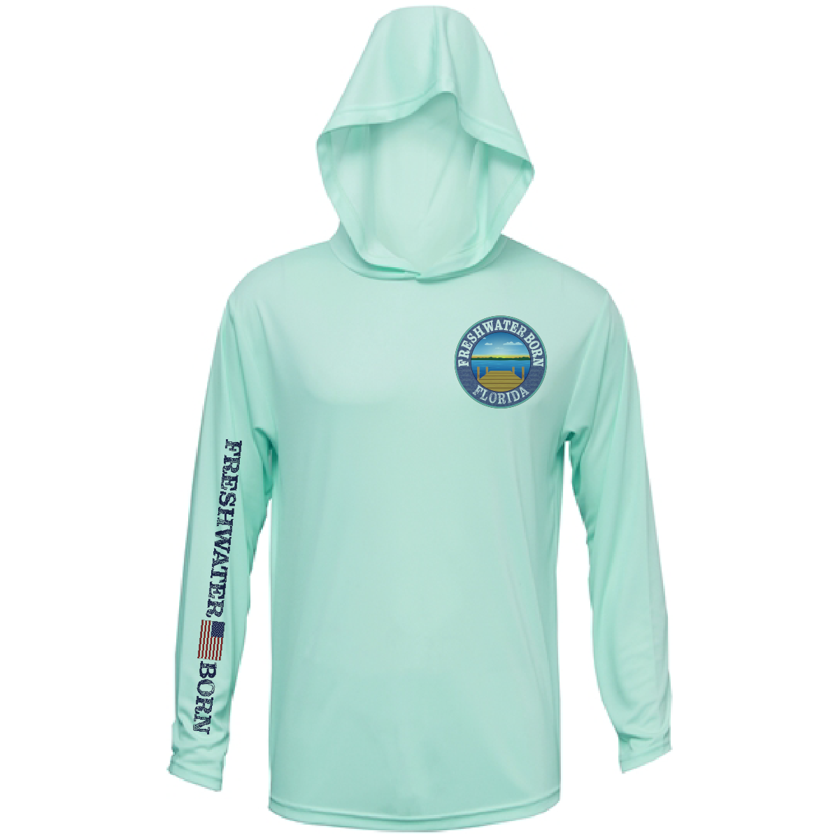 Florida Freshwater Born "All For Rum and Rum For All" Men's Long Sleeve UPF 50+ Dry-Fit Hoodie