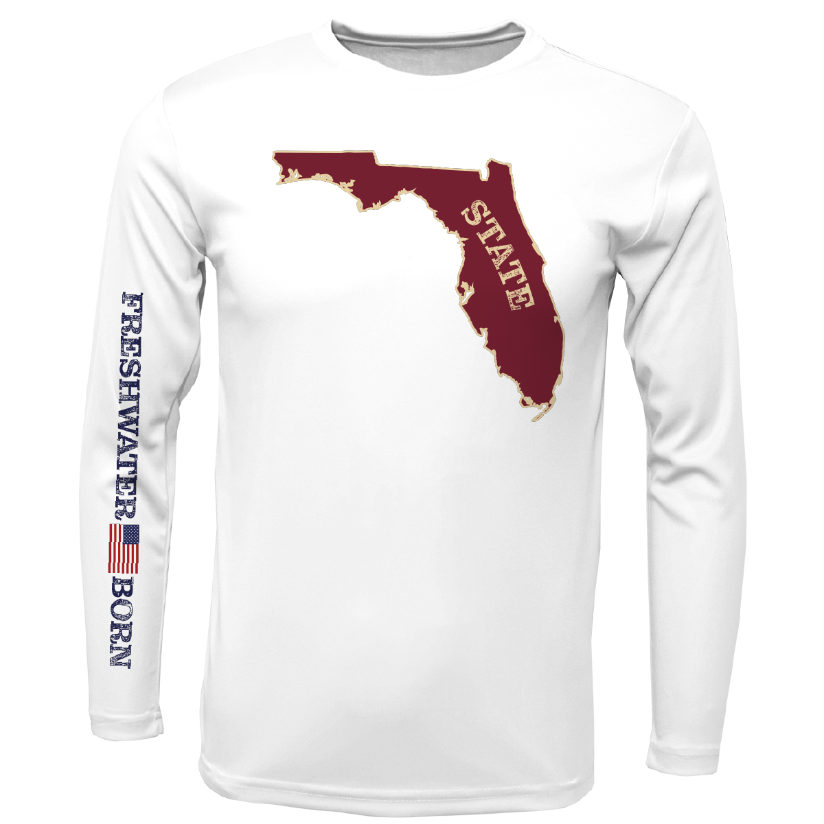 FSU Garnet and Gold Freshwater Born Girl's Long Sleeve UPF 50+ Dry-Fit Shirt