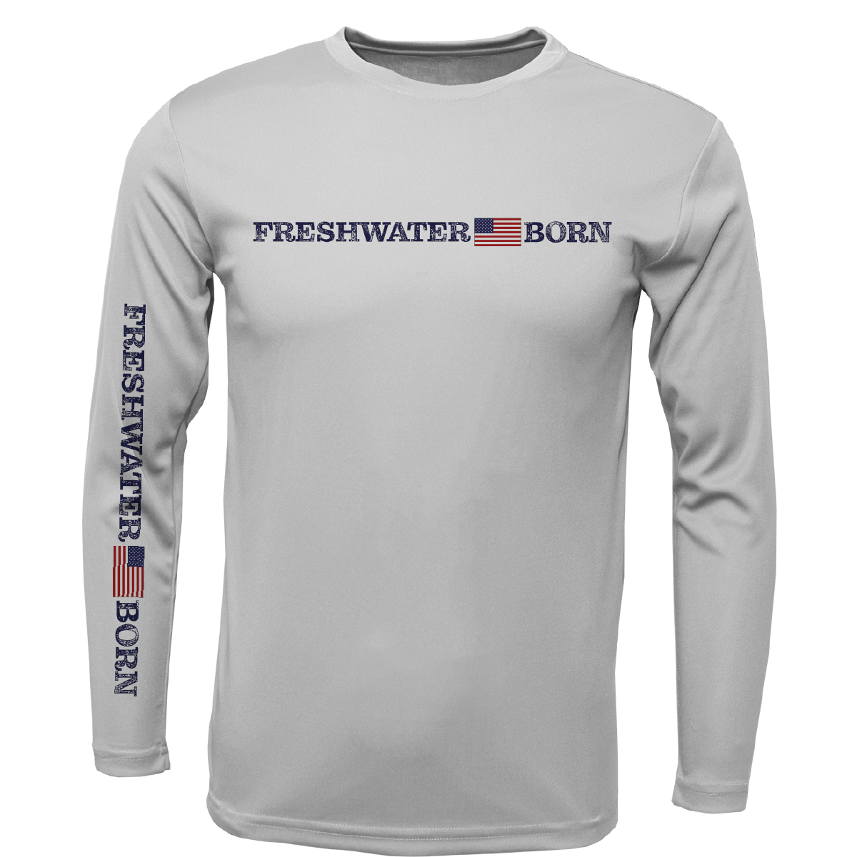 Michigan Freshwater Born Linear Logo Men's Long Sleeve UPF 50+ Dry-Fit Shirt
