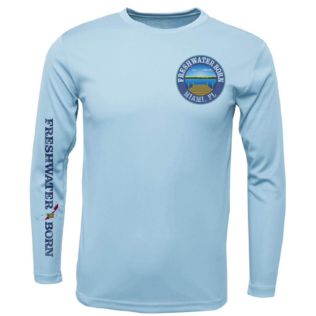 Miami, FL Freshwater Born Peacock Bass Men's Long Sleeve UPF 50+ Dry-Fit Shirt