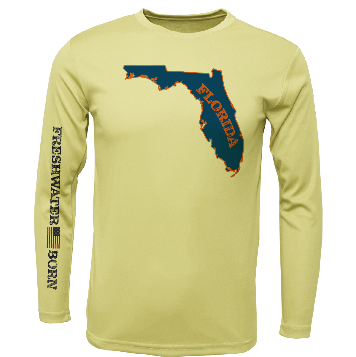 Orange and Blue Freshwater Born Men's Long Sleeve UPF 50+ Dry-Fit Shirt
