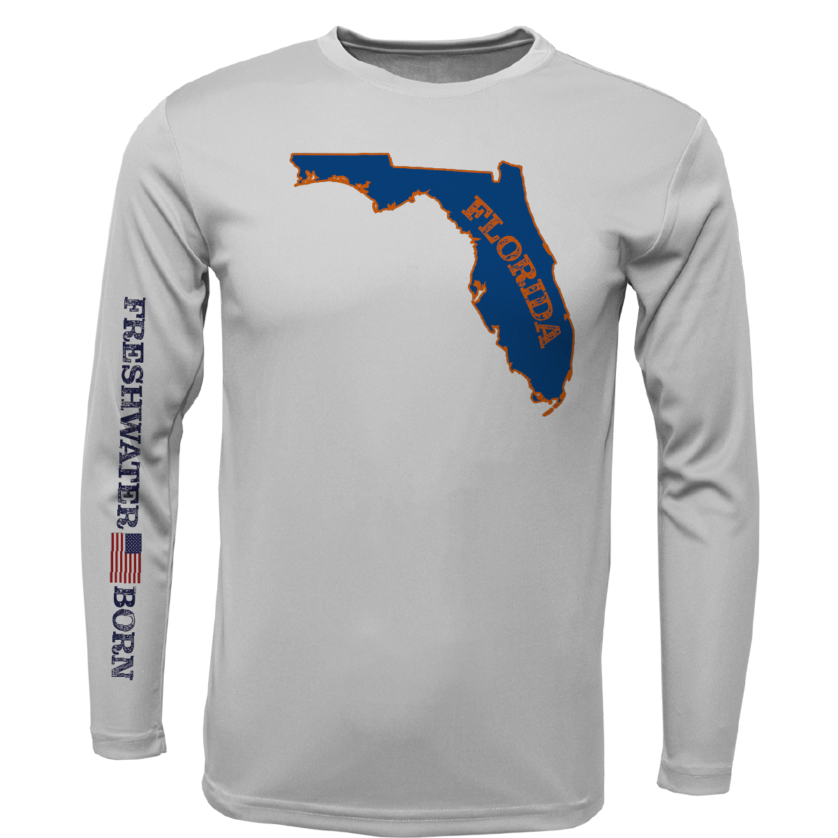Orange and Blue Freshwater Born Men's Long Sleeve UPF 50+ Dry-Fit Shirt
