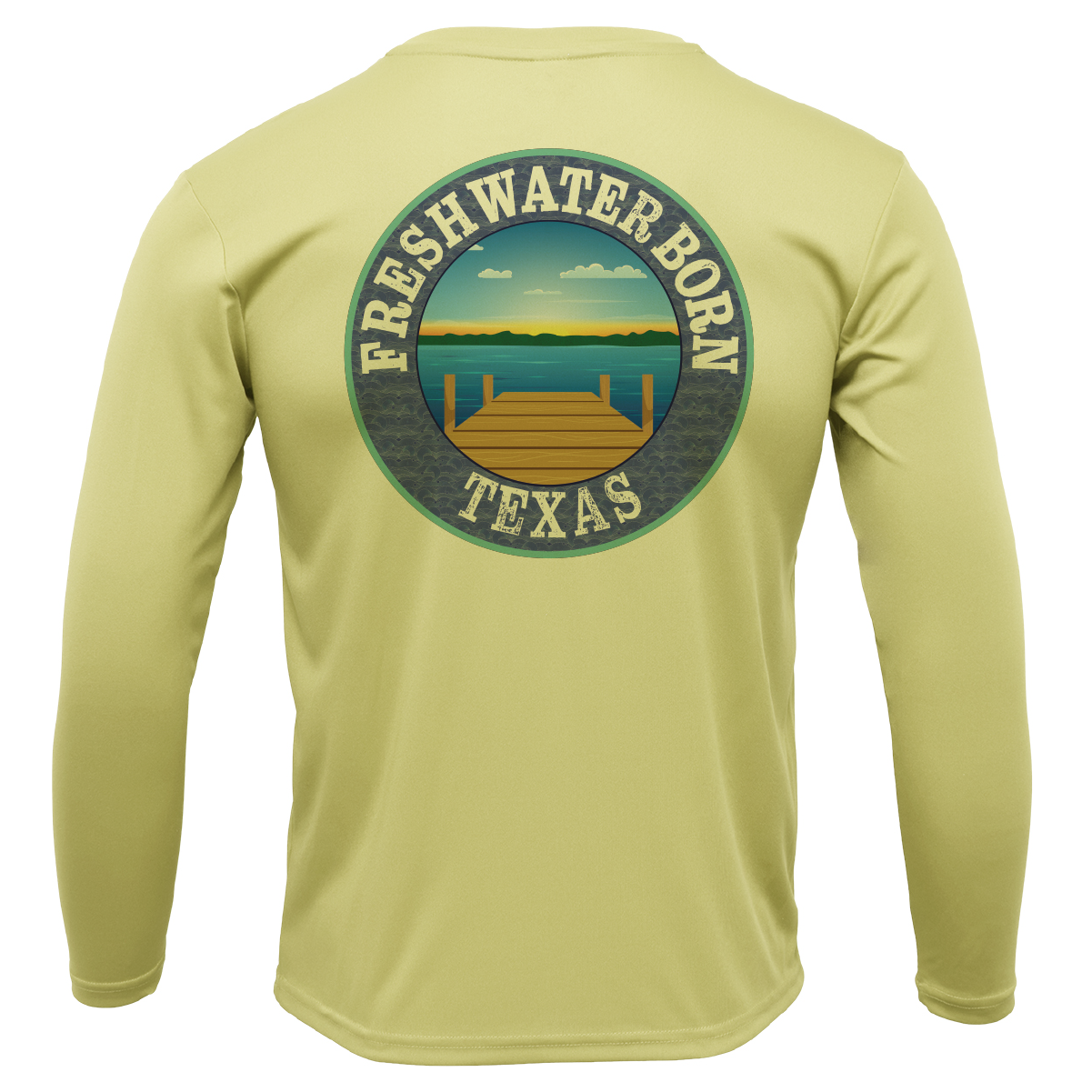 Texas Flag Freshwater Born Men's Long Sleeve UPF 50+ Dry-Fit Shirt
