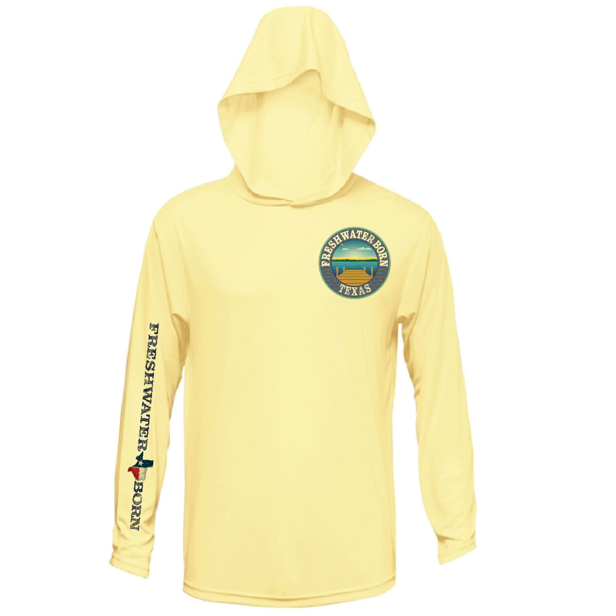 Texas Freshwater Born "Surrender The Booty" Men's Long Sleeve UPF 50+ Dry-Fit Hoodie