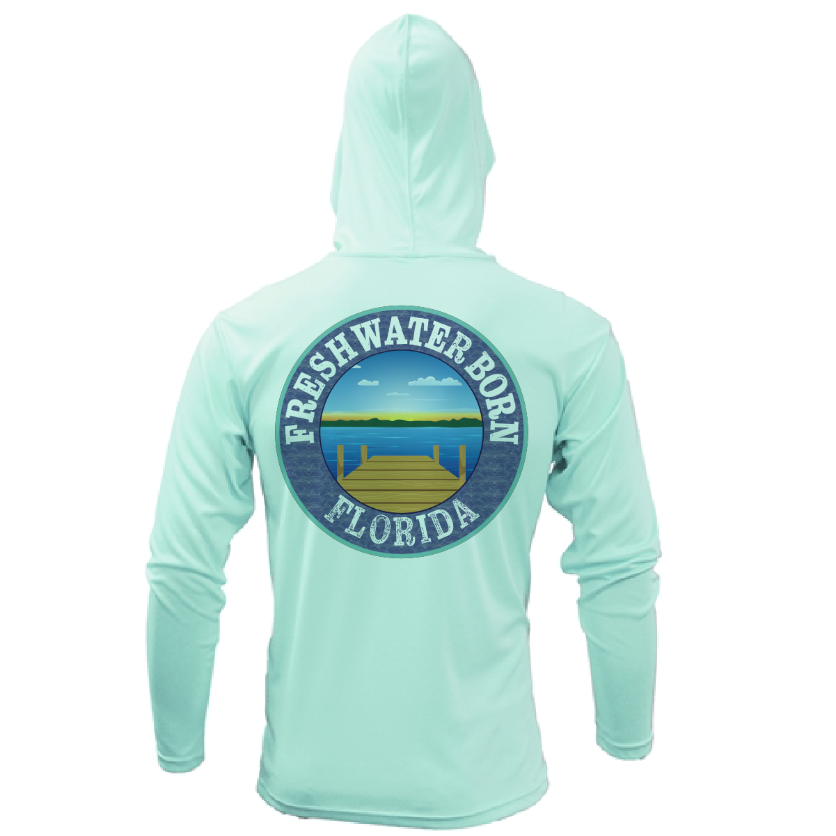 State of Florida USA Freshwater Born Men's Long Sleeve UPF 50+ Dry-Fit Hoodie