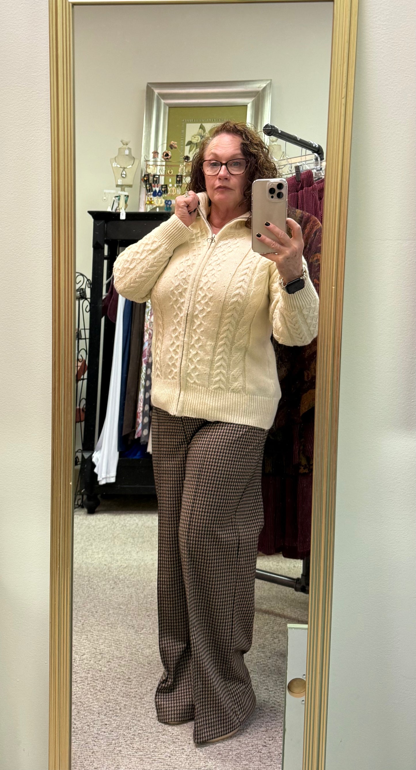 UZ Store - Thick High Neck Zipper Cardigan Sweater: Off White