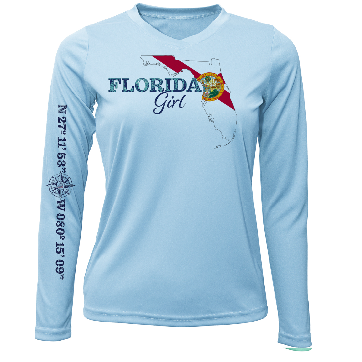 Lat/Long Stuart Florida Girl Long Sleeve UPF 50+ Dry-Fit Shirt