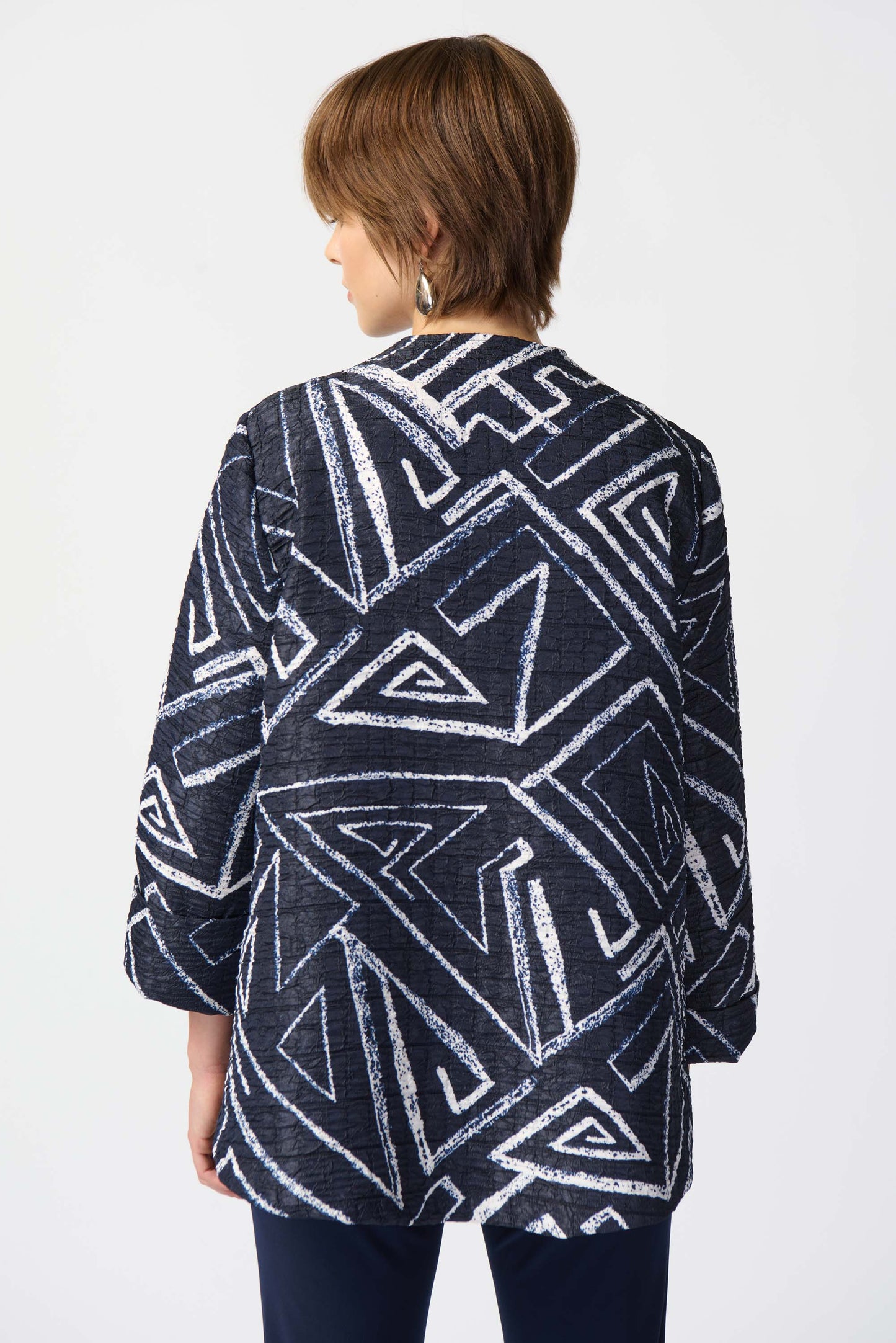 Joseph Ribkoff Geometric Print Woven Jacquard Swing Jacket